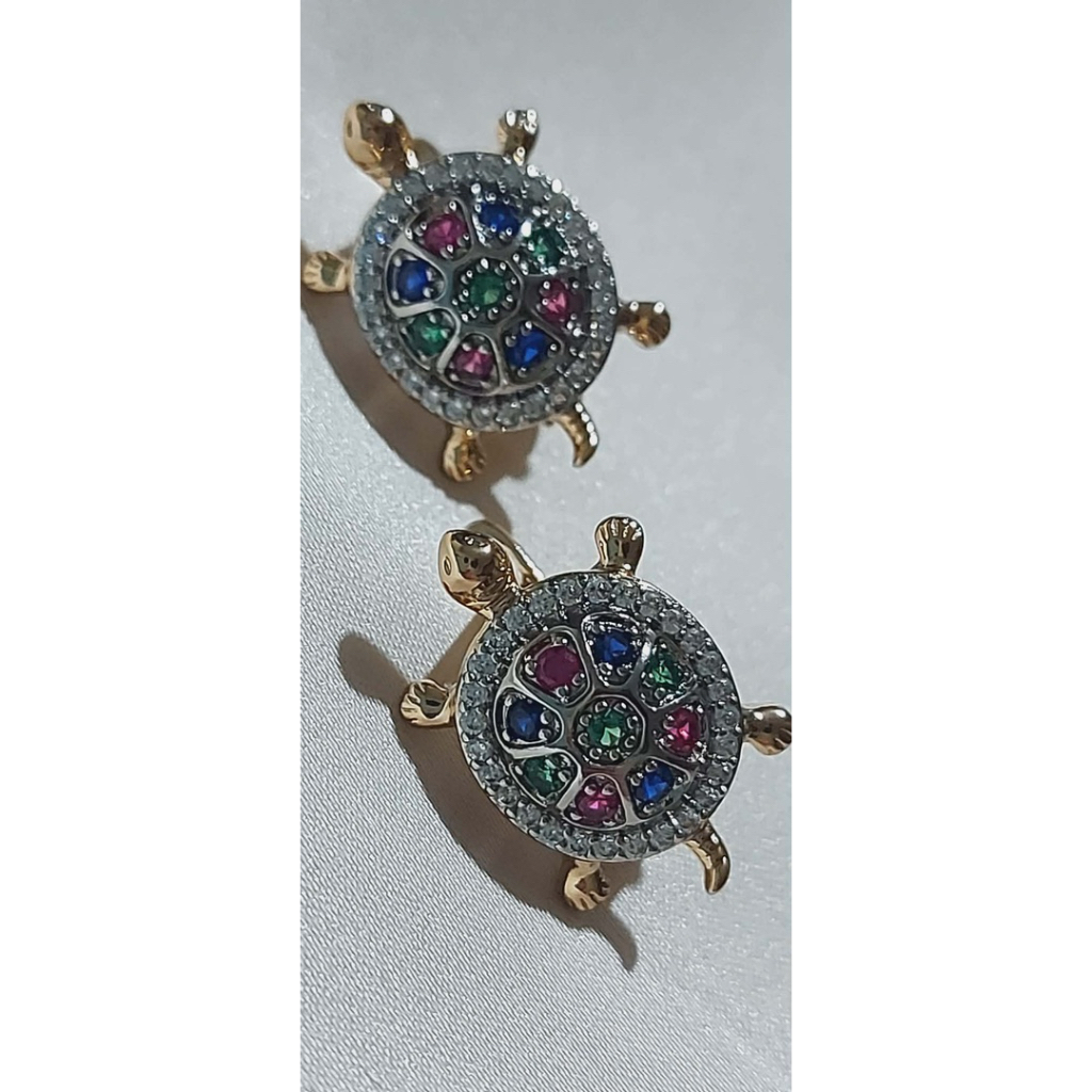 Multi-Colored Gemstone Turtle Hoop Earrings product photo 1