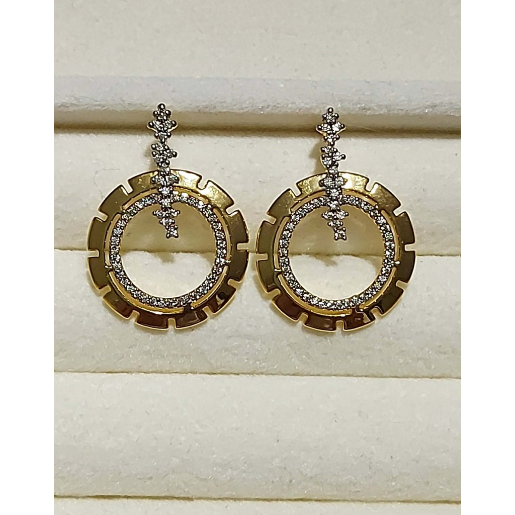 Unique Round Hoop Earrings with Diamond product photo 2