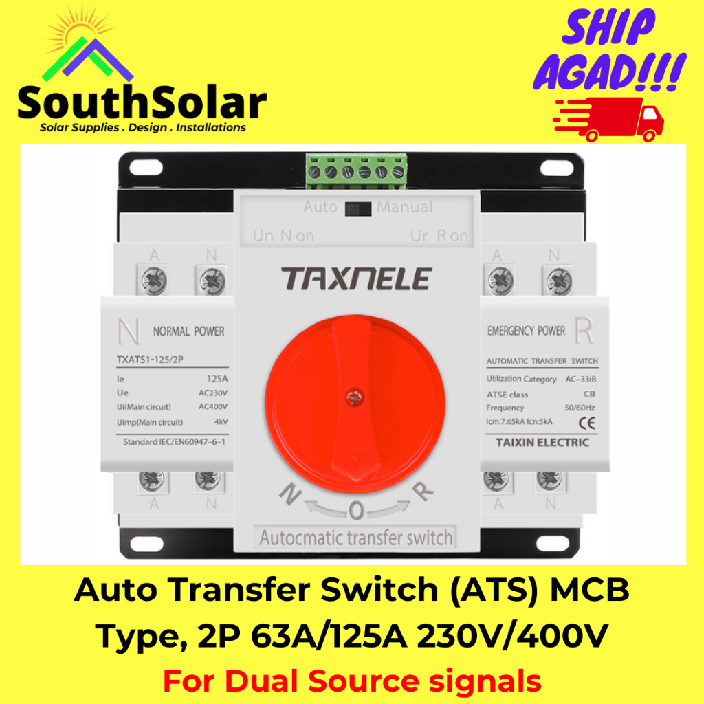 Taxnele Tomzen ATS Automatic Transfer Switch 125A 63A for solar pv installation - PREMIUM QUALITY!