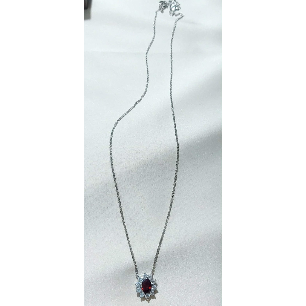 Elegant Estate Ruby & Diamond Pendant | Oval Ruby Center | Adjustable Length product photo 3