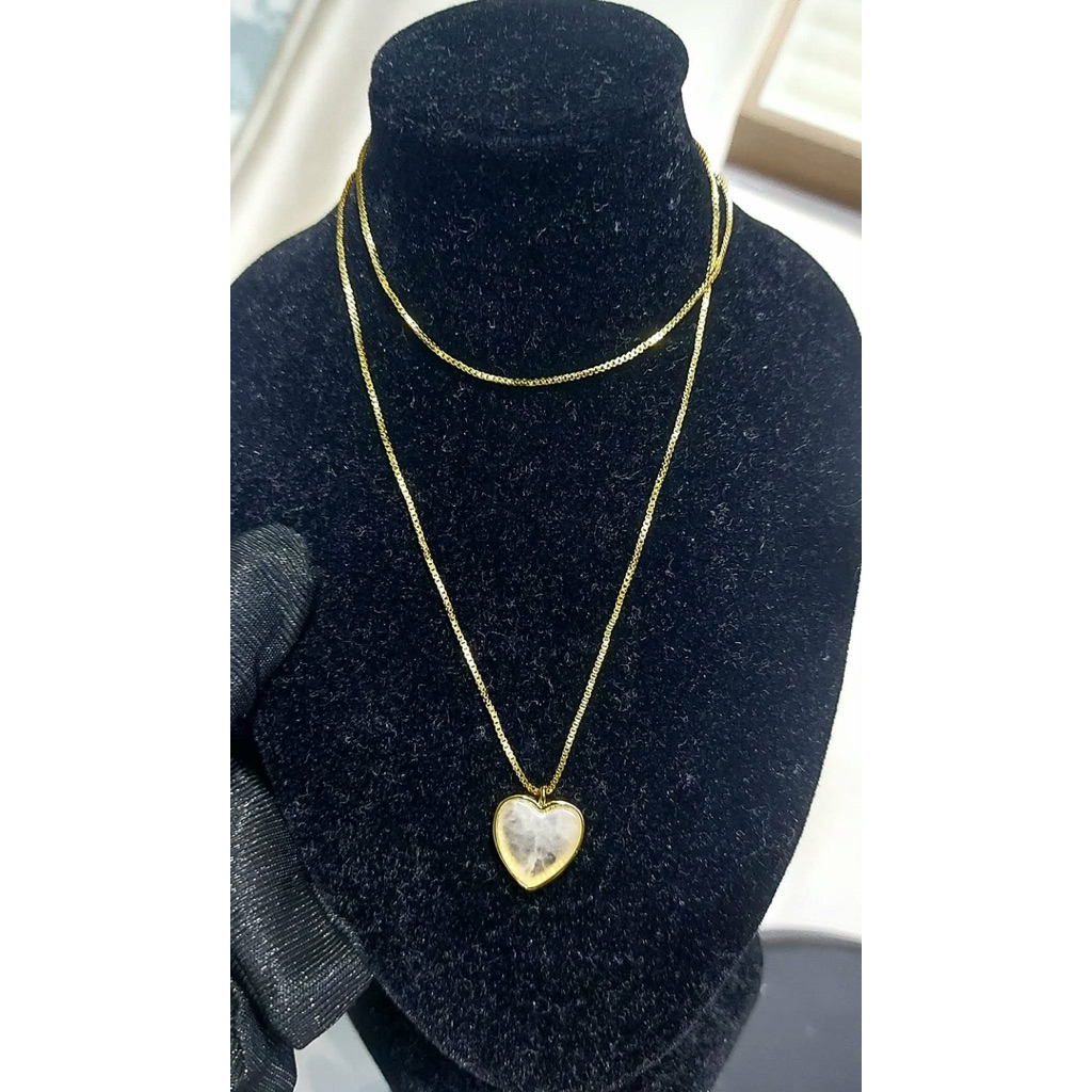 Heart Framed Moonstone Necklace | Yellow Gold Setting | Elegant Statement Piece product photo 4