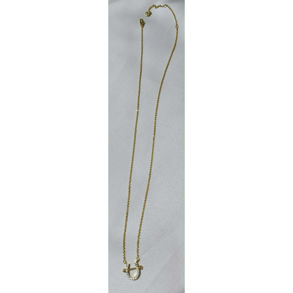 Diamond Accent Horseshoe Pendant Necklace | Adjustable 17–19 Inches | Yellow Gold Setting product photo 3