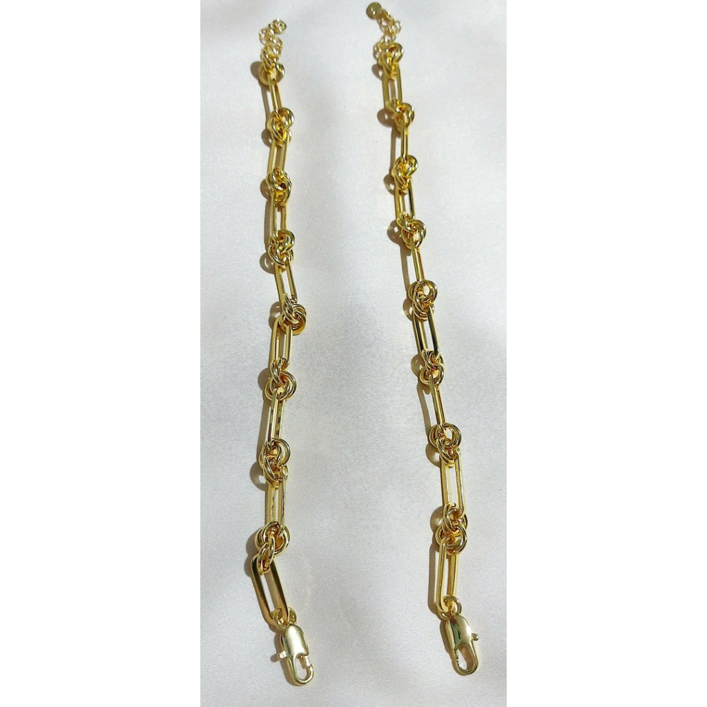 Knot Link Paperclip Bracelet | Adjustable 7.5–8.5 Inches | Yellow Gold Setting product photo 3