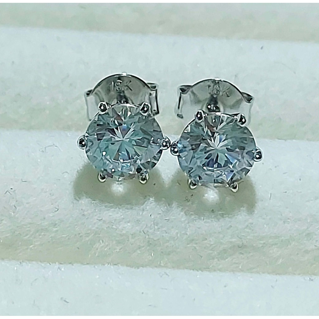 8mm Round Diamond Stud Earrings | 6-Prong Setting | Platinum Finish product photo 3