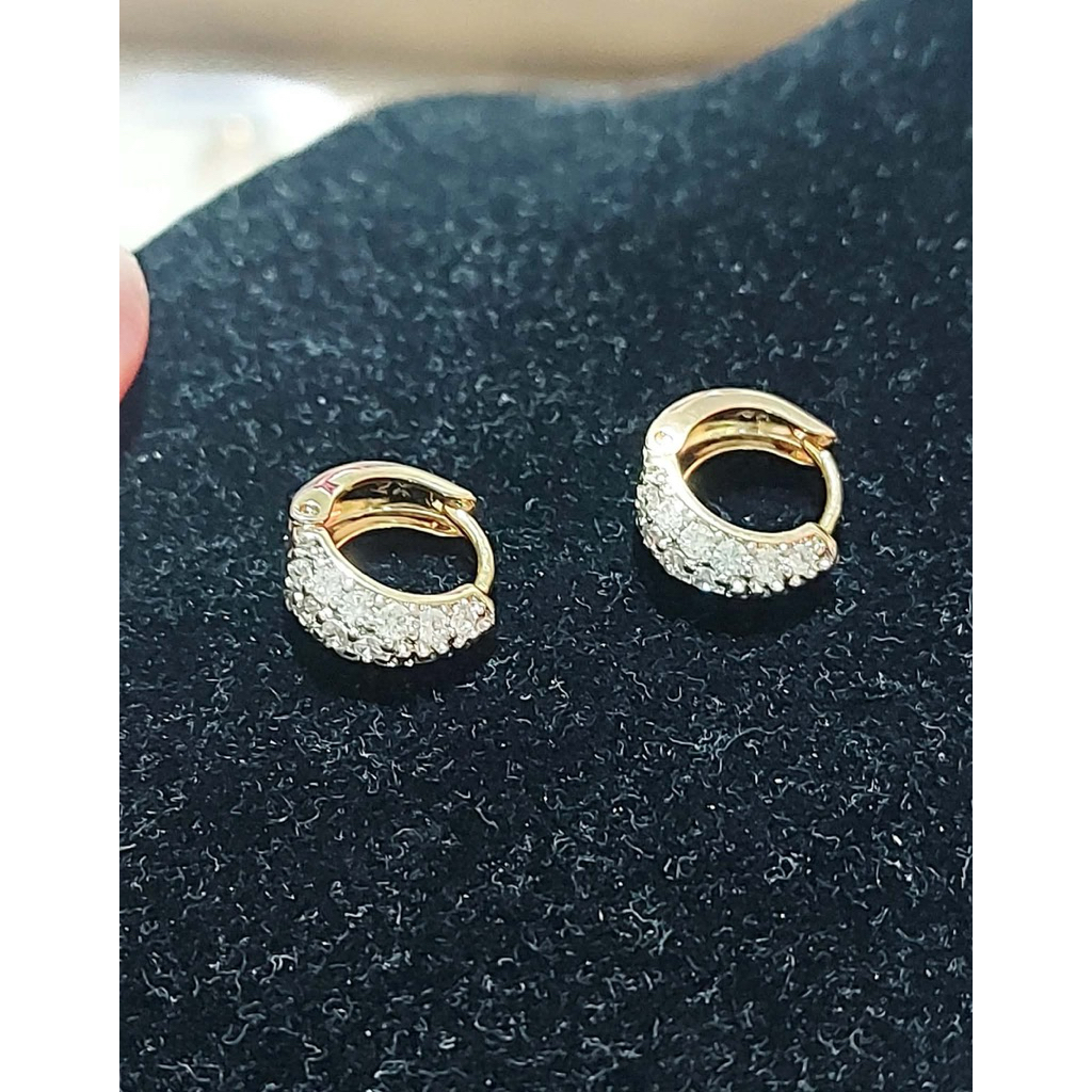 Diamond Accent Huggies Earrings | Yellow Gold Setting product photo 4