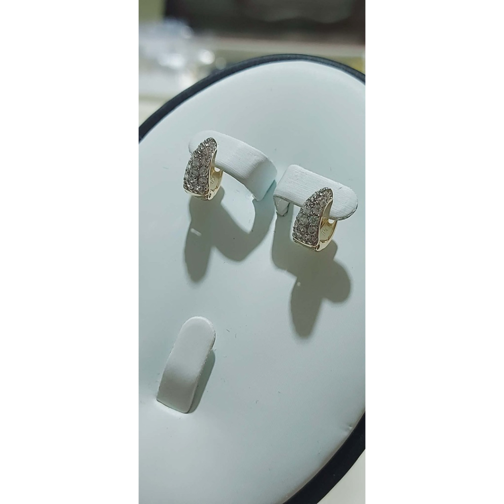 Diamond Accent Huggies Earrings | Yellow Gold Setting product photo 2