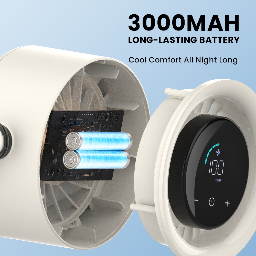 Orashare CF04 Desk Clip Fan Rechargeable 100 Speed Silent Desktop Fan with LED Display 360° Rotating - Image 8