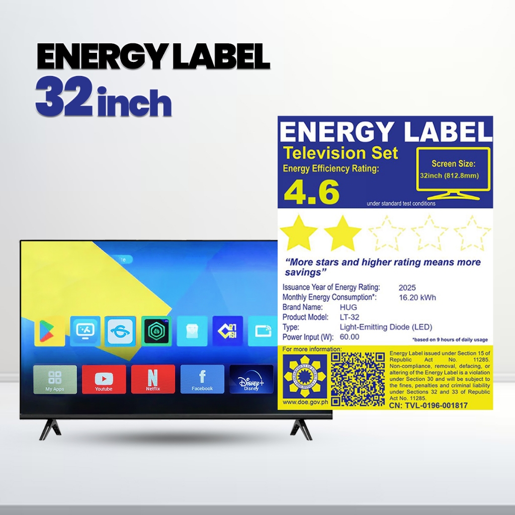 HUG 32 Inches Smart TV Android 15 Digital TV Netflix Youtube 1080p HD Resolution Frameless LT32 - Image 8