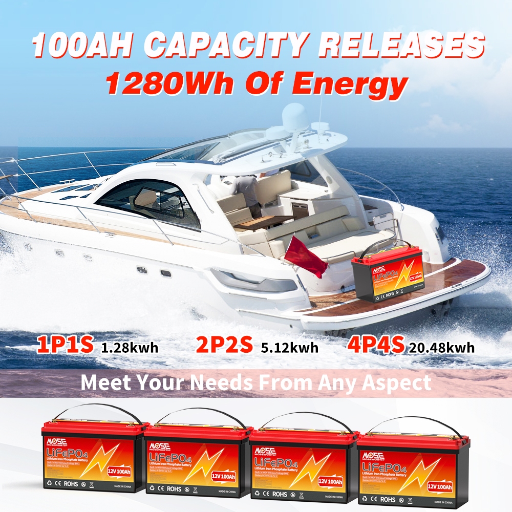12V 100Ah LiFePO4 Lithium Battery, Group 31 Lithium Iron Phosphate 15000+ Deep Cycles & 10-Year Life — view 4