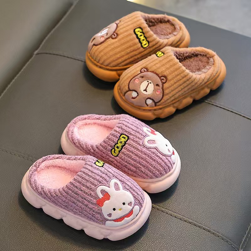 Plush cute rabbit children slippers boys soft sole non slip home fur kids girls Indoor slipper - Image 8