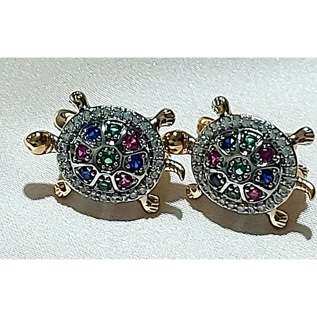 Multi-Colored Gemstone Turtle Hoop Earrings product photo 5