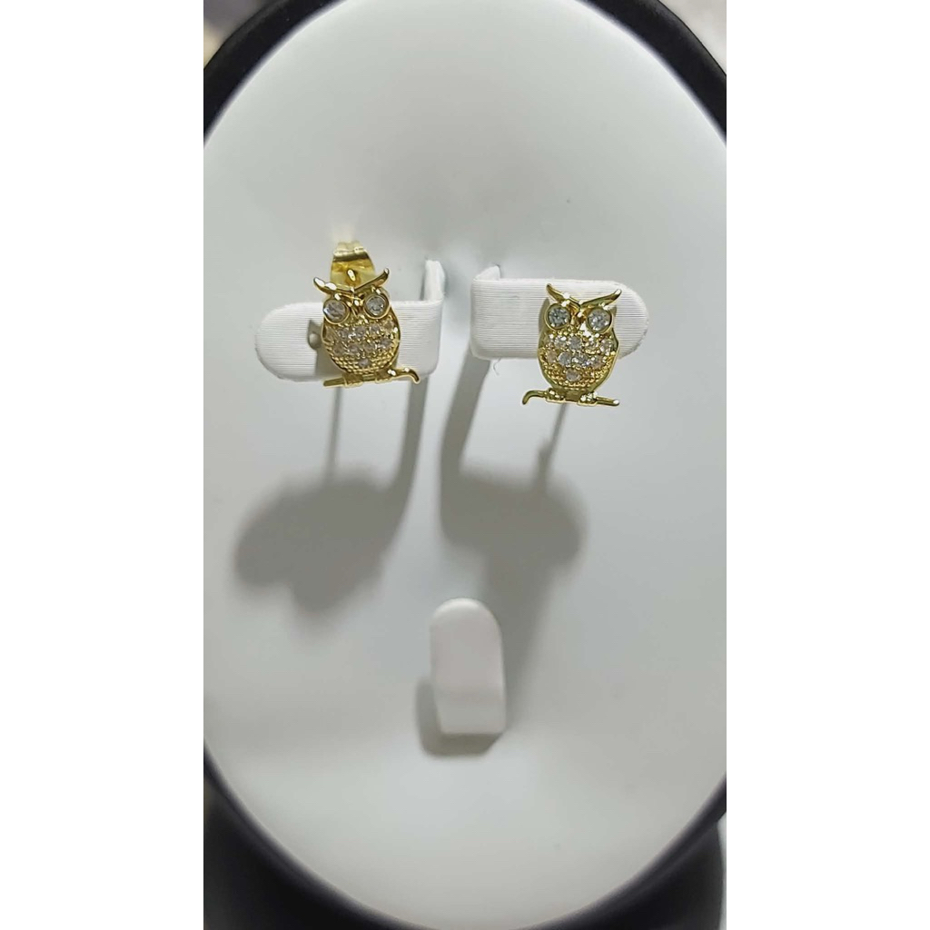 Owl Stud Earrings with Diamonds product photo 3