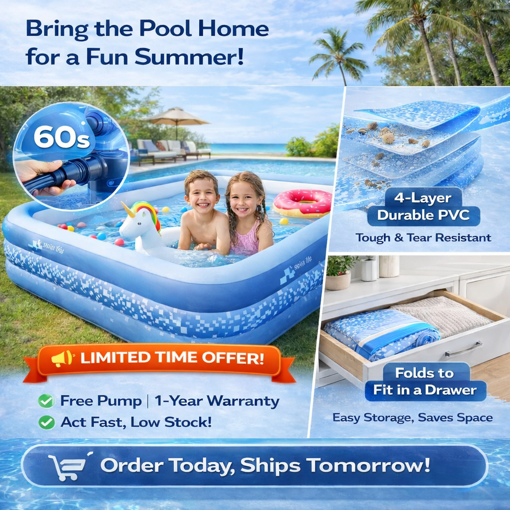 Inflatable Swimming Pool Kids Swimming Pool Baby Swimming Pool Family Size Swimming - Image 7