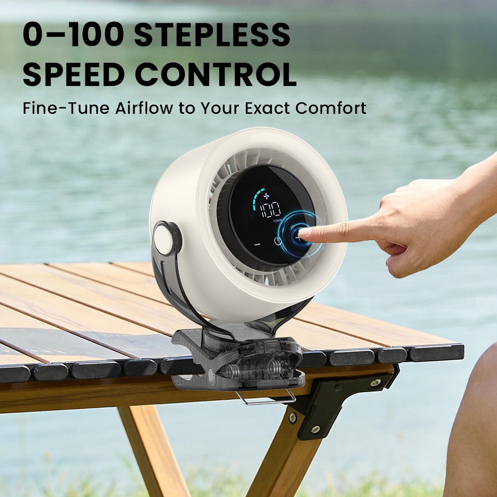 Orashare CF04 Desk Clip Fan Rechargeable 100 Speed Silent Desktop Fan with LED Display 360° Rotating - Image 4