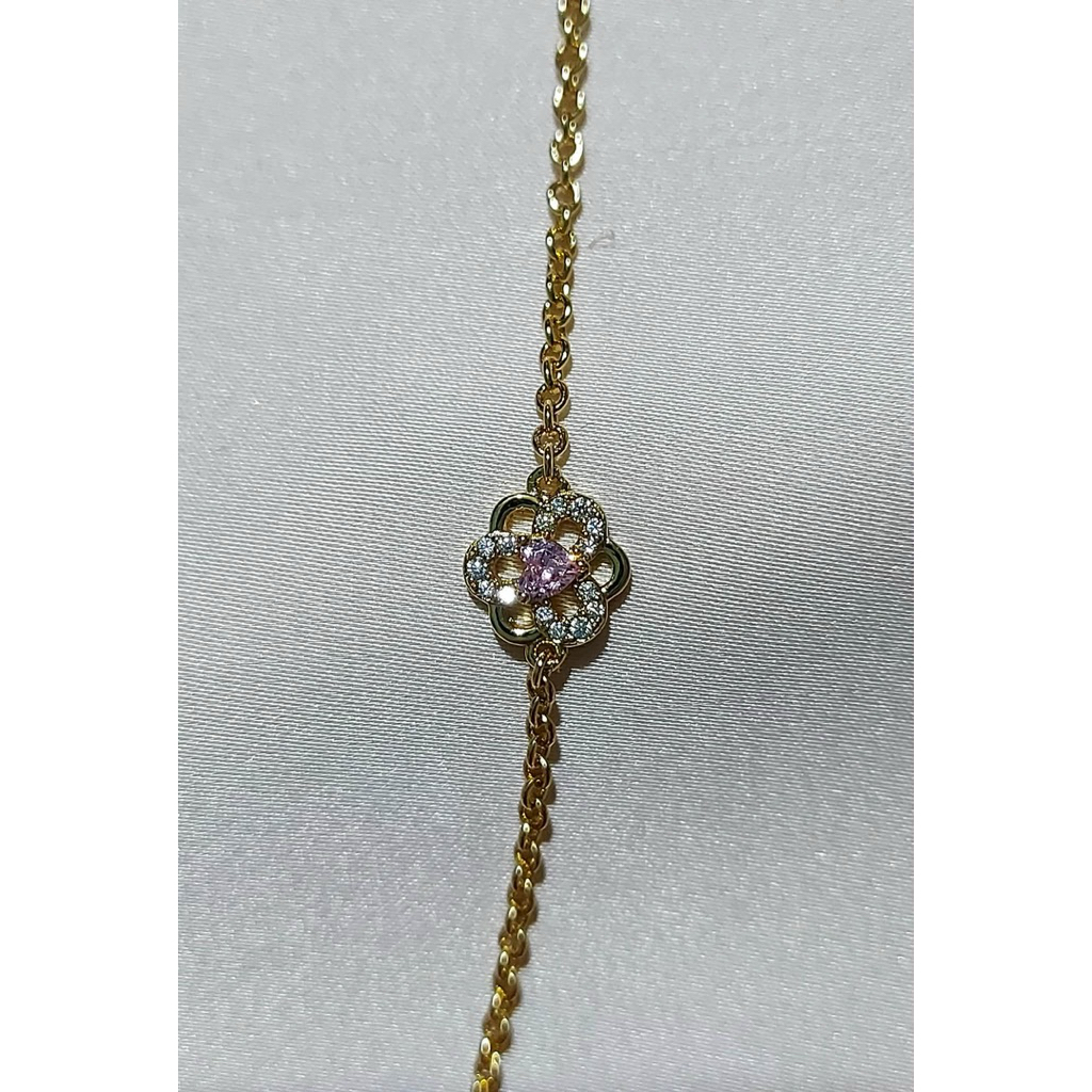 Flower Pendant Bracelet | Pink Sapphire & Diamond | Adjustable 5–6 Inches product photo 5