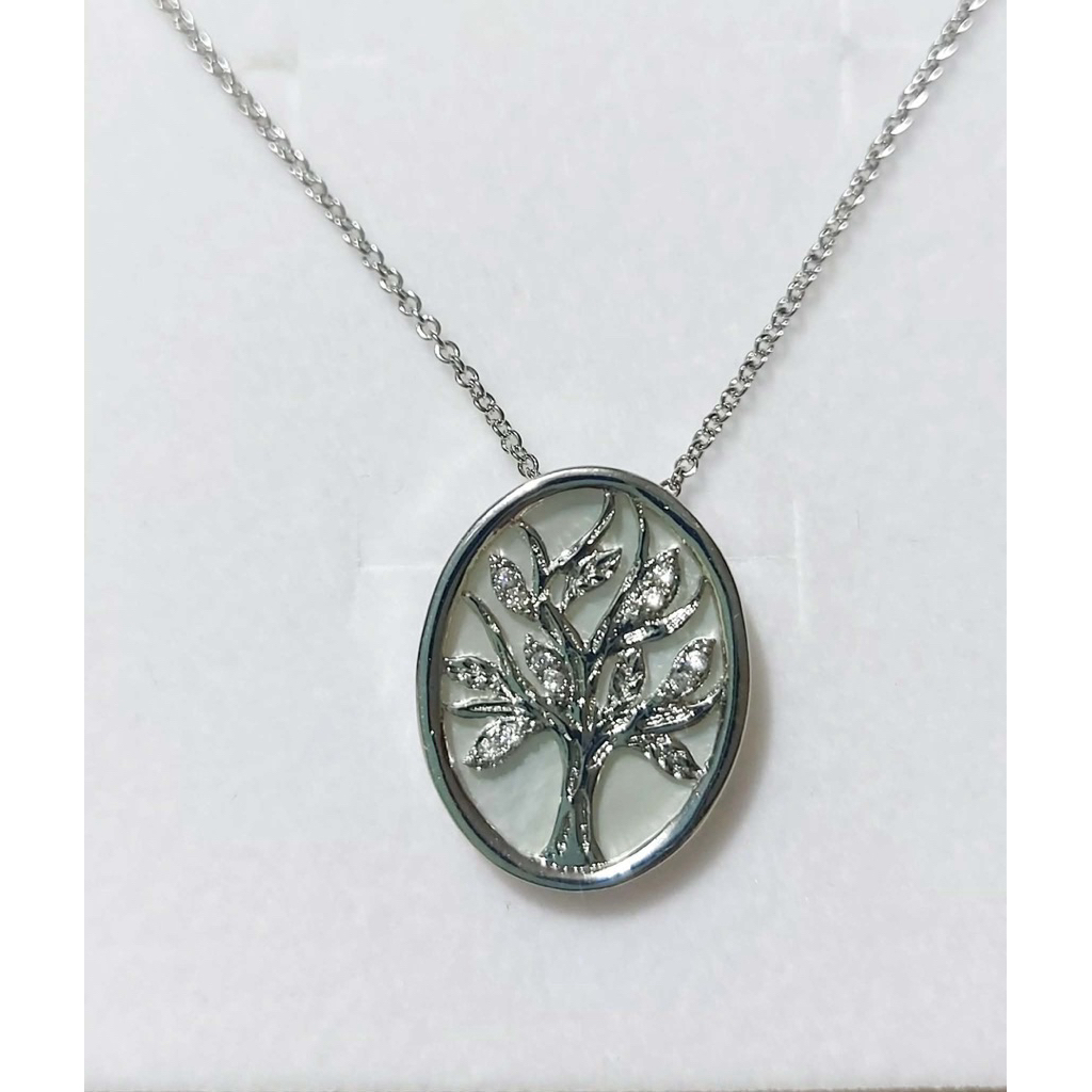 Elegant Money Tree /Tree of Life Pendant Necklace |Real Mother of Pearl Inlay w/dia. product photo 2