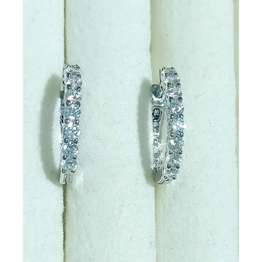 Inside-Out Lab Diamond Huggies/Hoop Earrings | 2cm | Platinum Setting | Secure Lock product photo 1