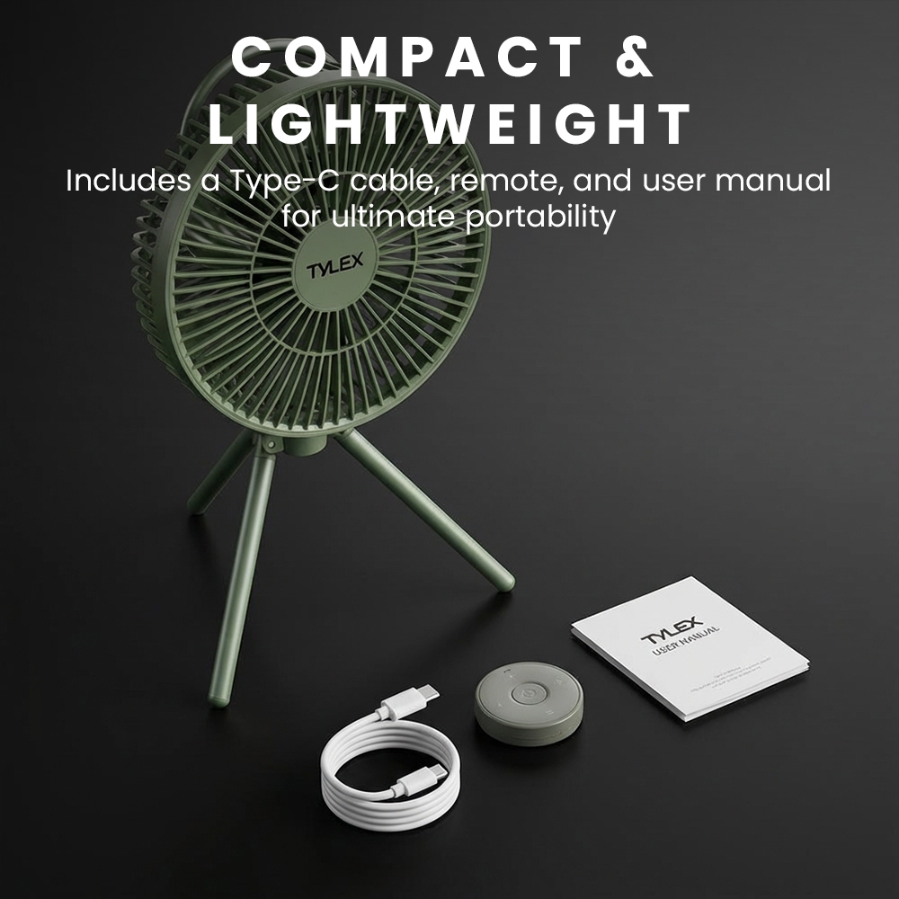 TYLEX XM57 Camping Fan with Light USB Port 10000mAh Battery Capacity with Power Bank Table & Wall — view 3