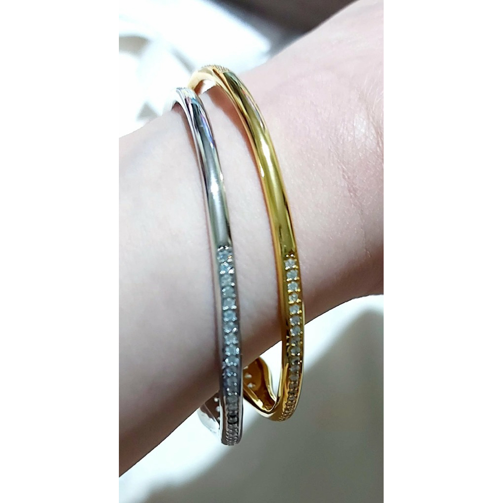 Serpentine Open Bangle | Diamond Accents | Slightly Adjustable | Platinum Setting product photo 2