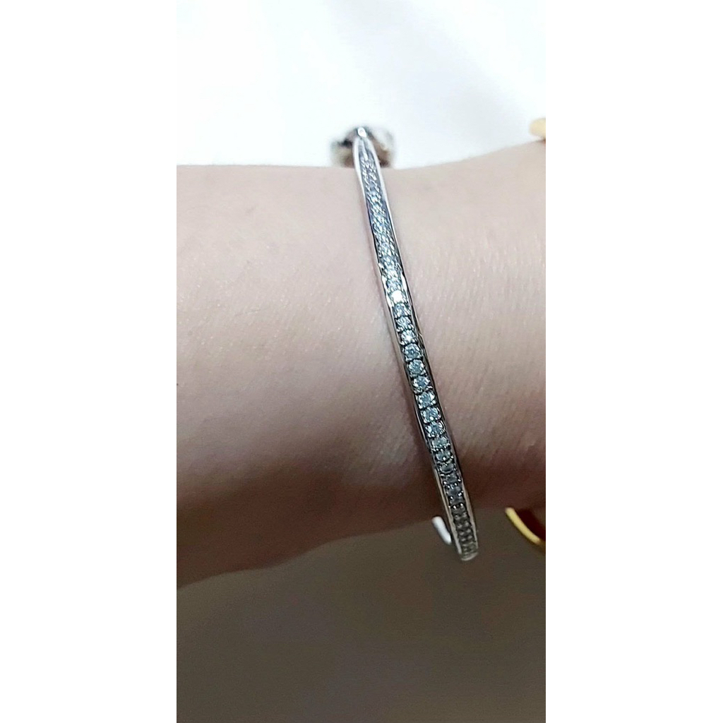 Serpentine Open Bangle | Diamond Accents | Slightly Adjustable | Platinum Setting product photo 5