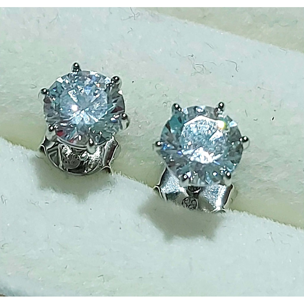 8mm Round Diamond Stud Earrings | 6-Prong Setting | Platinum Finish product photo 2