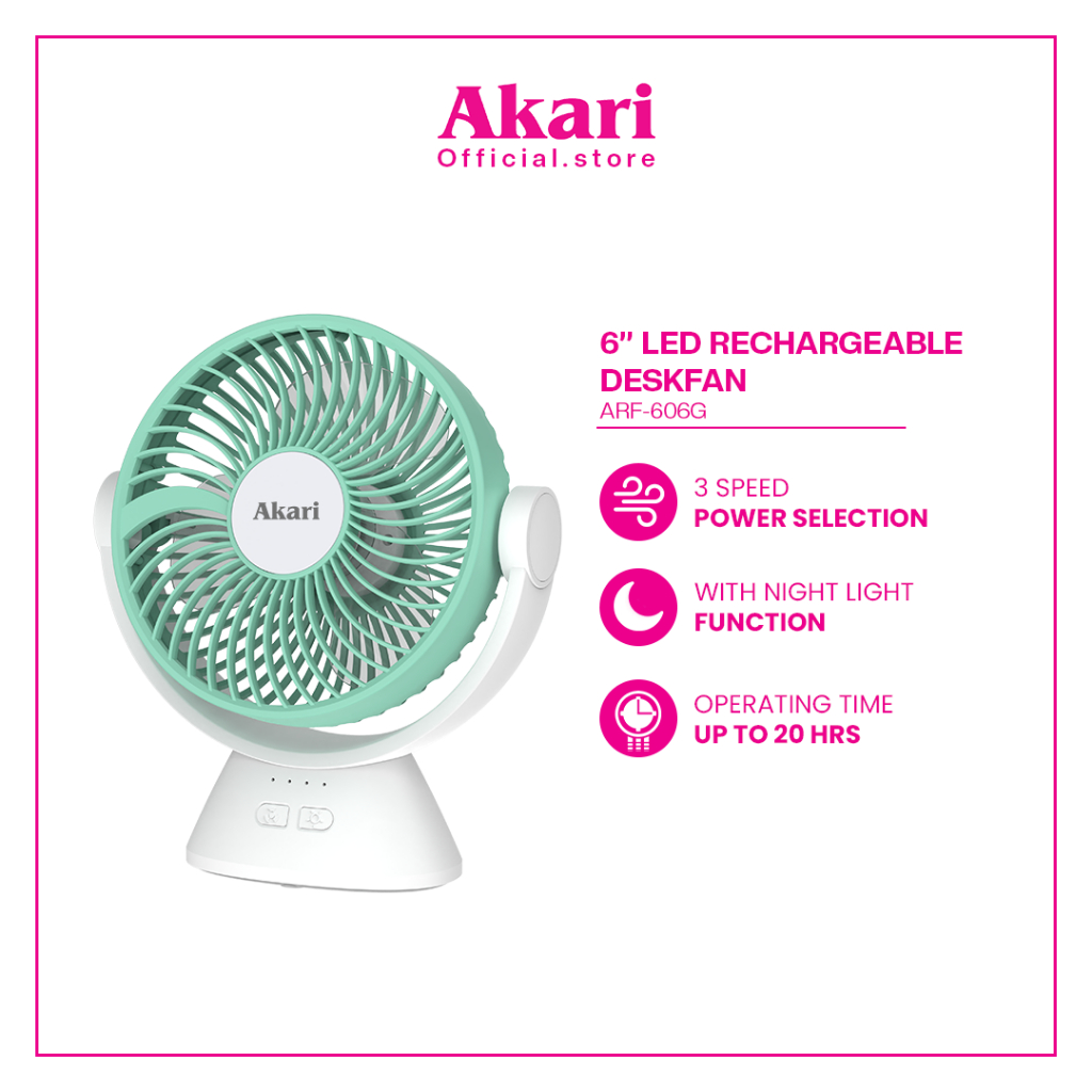 BUY 1 TAKE 1 Akari 6" Rechargeable Desk fan w/ Night Light Function (ARF-606) — view 4