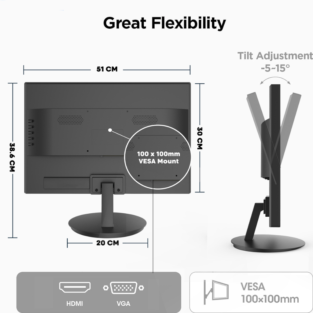 Expose 27/24/22/19 Inch Led Monitor 1080P 75hz 60hz Flat 1ms Monitor For PC Computer Laptop N200HD — view 6