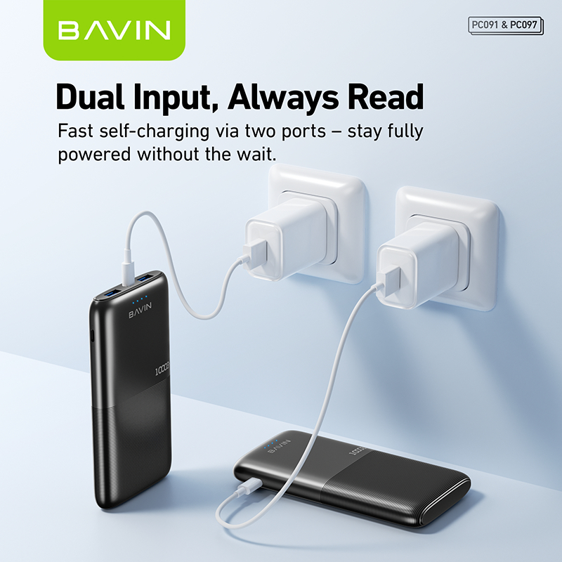 BAVIN PC091 20000mAh / PC097 10000mAh Portable Powerbank 2.1A Quick Charging Dual Input & USB Output - Image 2