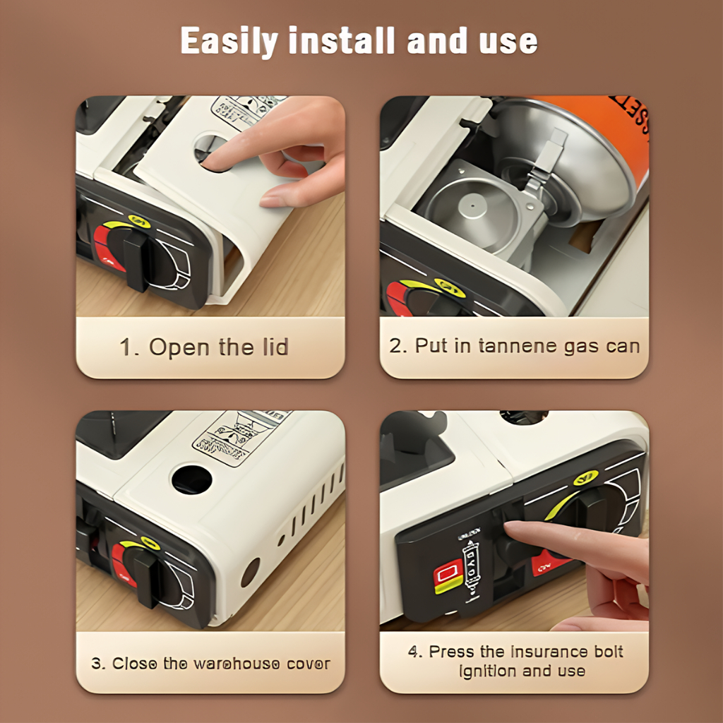 2 in 1 portable butane gas stove with box outdoor camping Windproof Cassette Furnace Picnic Burner - Image 4