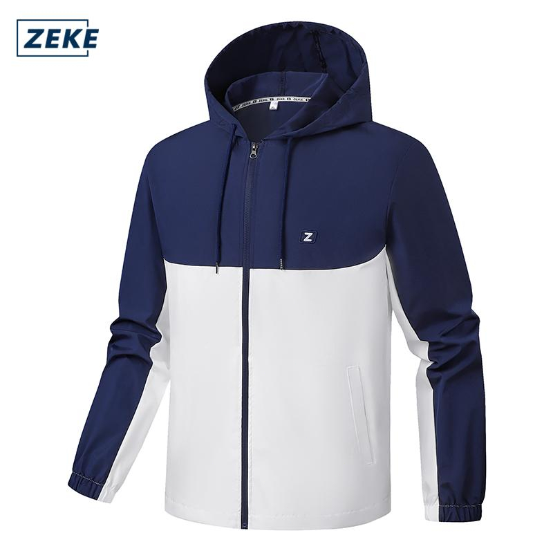 ZEKE Men's Hooded Jacket Embroidered Logo Raglan Sleeve Tops Menswear Casual Coats - Image 8