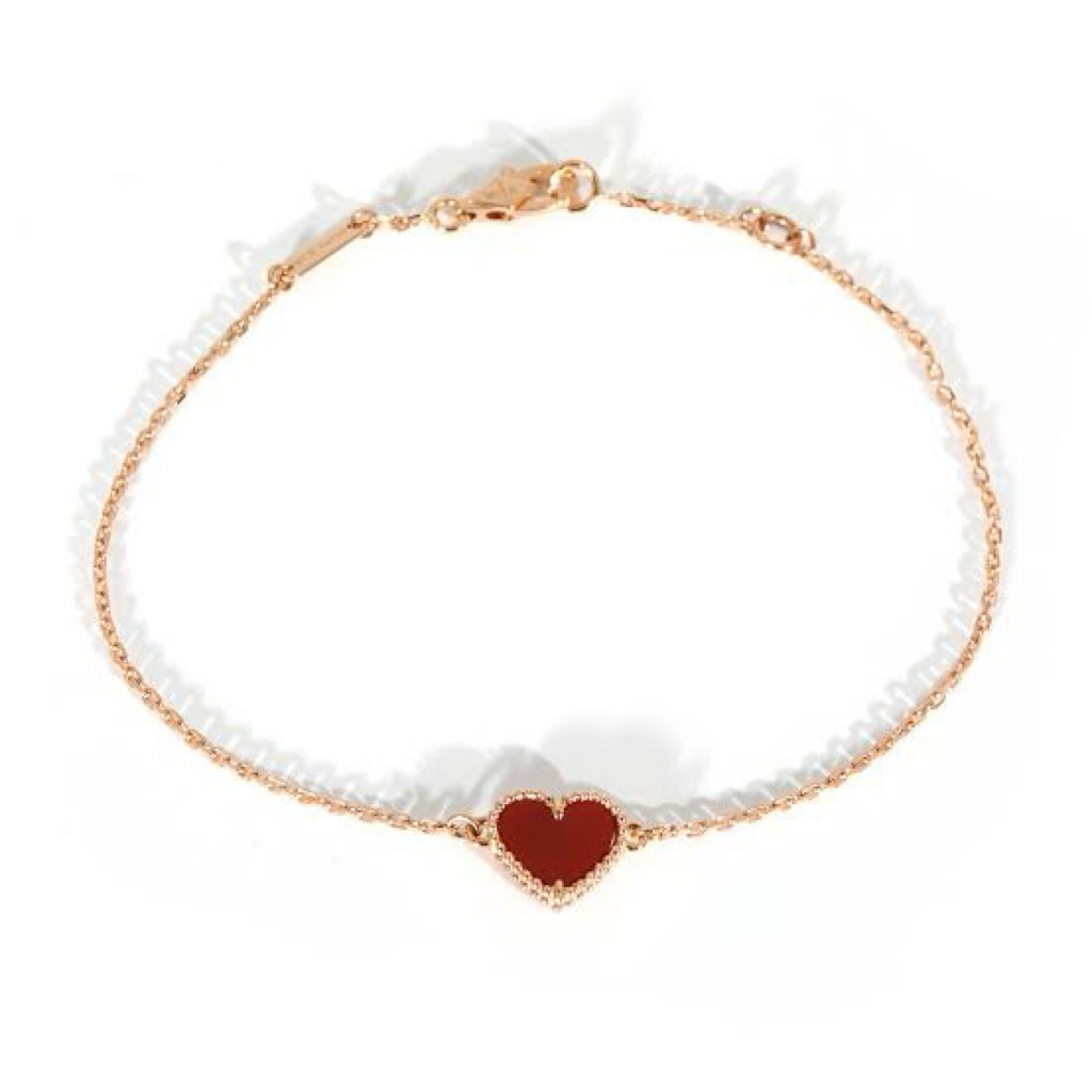 Sweet Alhambra Heart Bracelet | Red Carnelian | Adjustable 7–7.5 Inches product photo 2