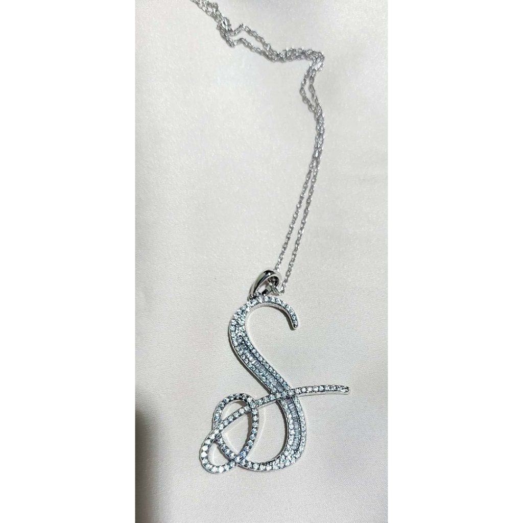 Statement Letter Necklace | Handcrafted Diamond Letter | Platinum Setting | 22 Inches product photo 2