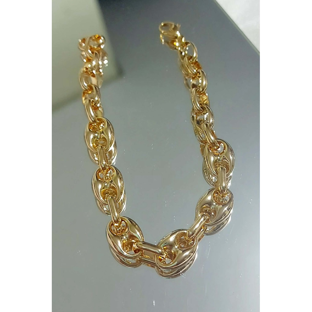 Elegant Puffy Mariner Link Bracelet | Champagne Gold Setting | 8 Inches product photo 5