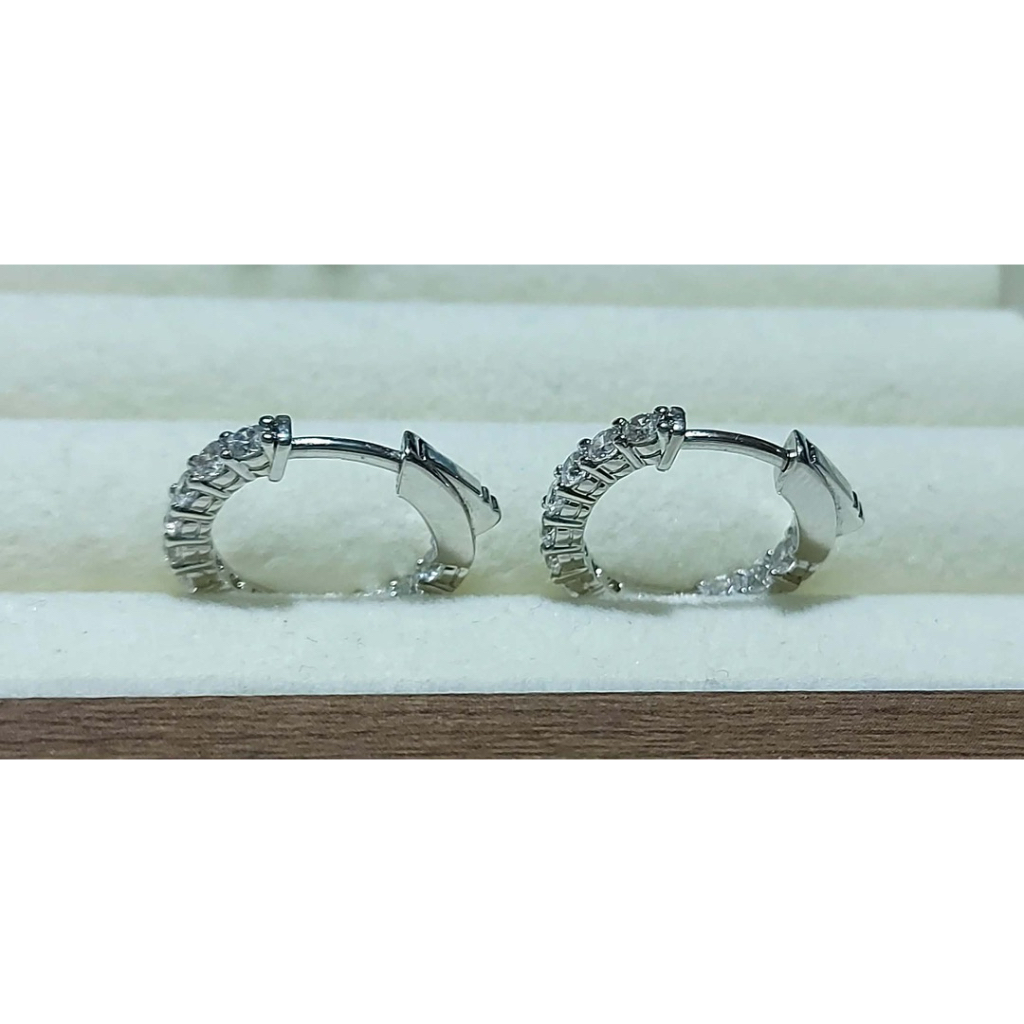 Inside-Out Lab Diamond Huggies/Hoop Earrings | 2cm | Platinum Setting | Secure Lock product photo 4