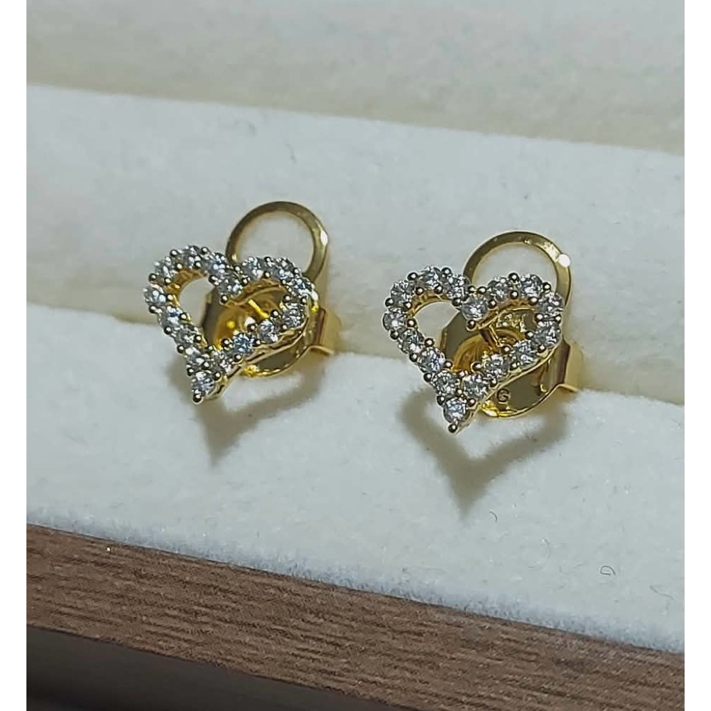 Open Heart Diamond Stud Earrings | 1cm | 18K Gold Vermeil product photo 2