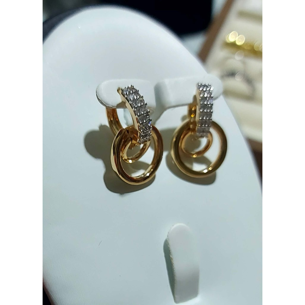 Geometric Round Drop Earrings | Champagne Setting | Diamond Accent product photo 4