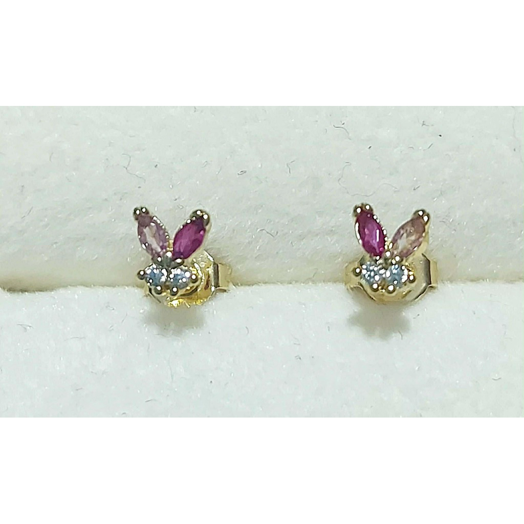 Cute Bunny Shaped Stud Earrings Marquise Gemstones & Diamond Accent | Yellow Gold Setting product photo 1