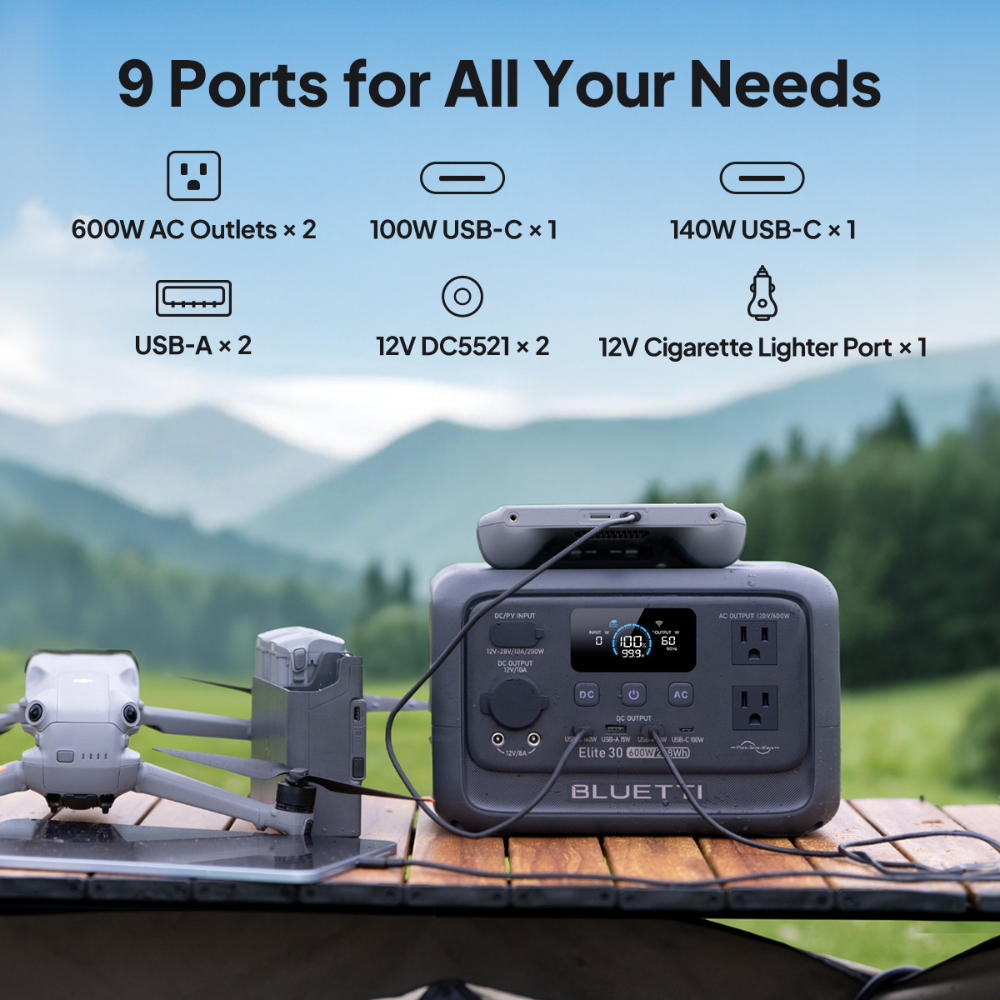【Power outage essential】BLUETTI Elite 30 V2 Wh 90000mAH Fast Charge Solar Generator - Image 3
