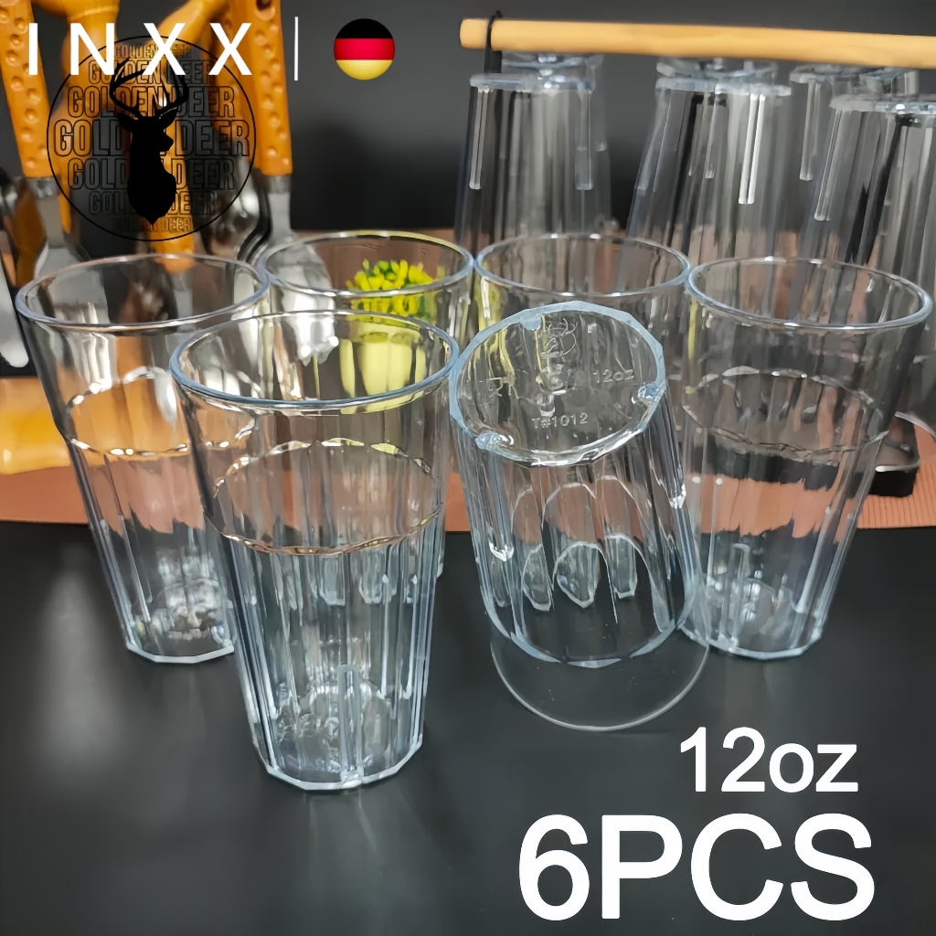 INXX 6 Piece Unbreakable Acrylic Drinking Glass Set – Durable and Lightweight Chowking Baso/Acrylic