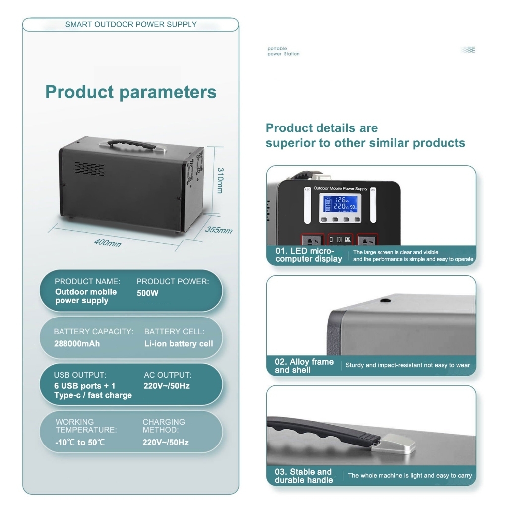 EXPOSE 1000W 988000mAh Solar Power Station 1000W 650W 300W Portable solar generator station - Image 6