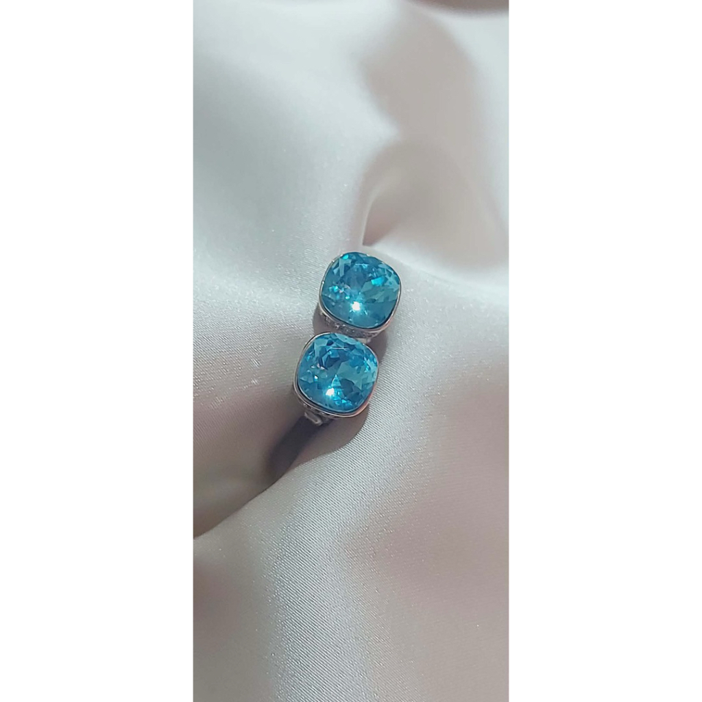 Authentic Aquamarine Gemstone Stud Earrings with Diamonds product photo 1