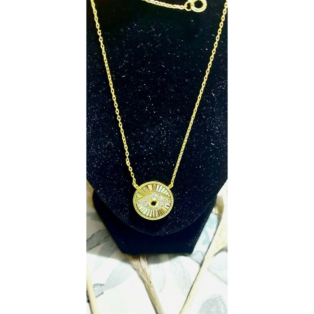 Anti Evil Eye Necklace in Yellow Gold Setting | Adjustable 16–18 Inches product photo 4