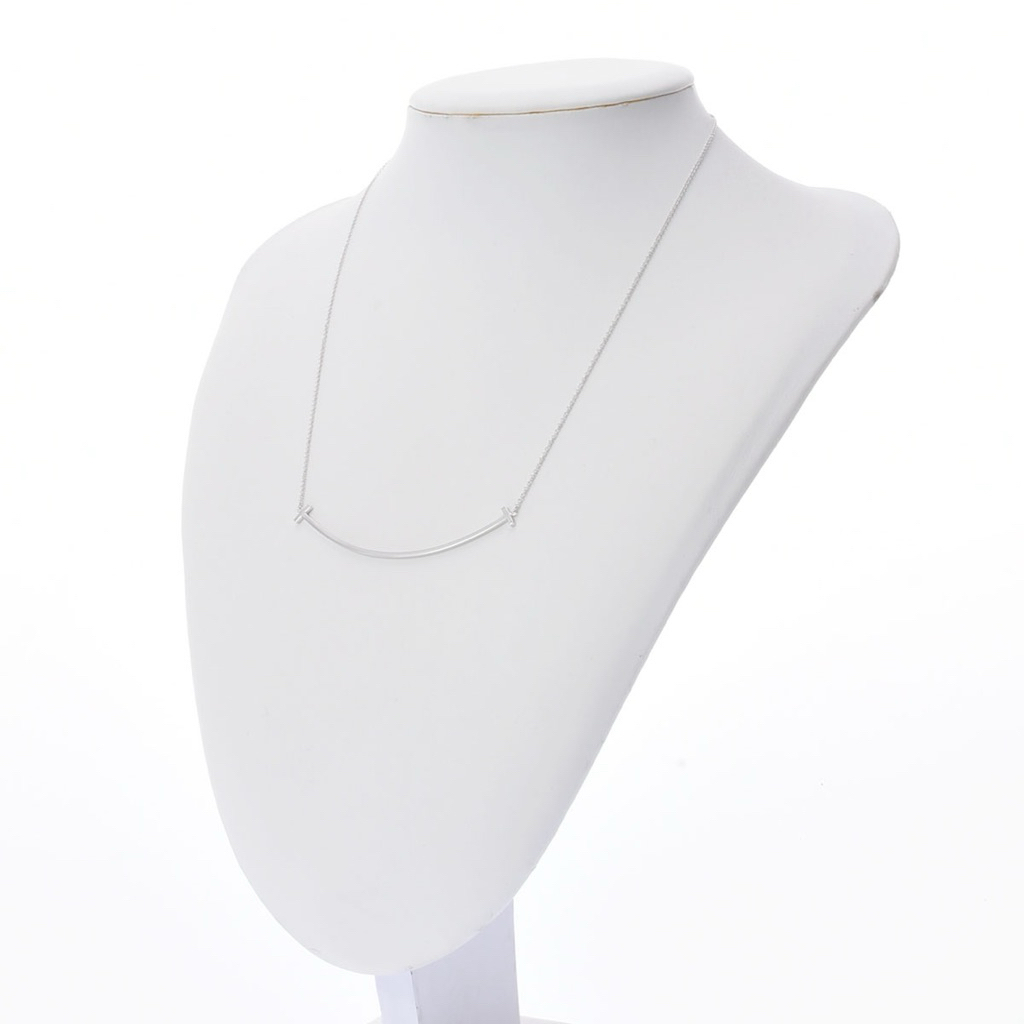 Elegant Curved Bar Smile Pendant Necklace | Diamond Accents | Adjustable Length product photo 2