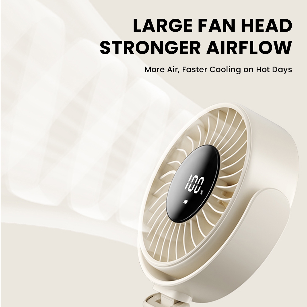 Orashare HF25 Big Foldable Handheld Fan 100‑Speed Silent 6000mAh Rechargeable Portable Hanging Fan — view 2