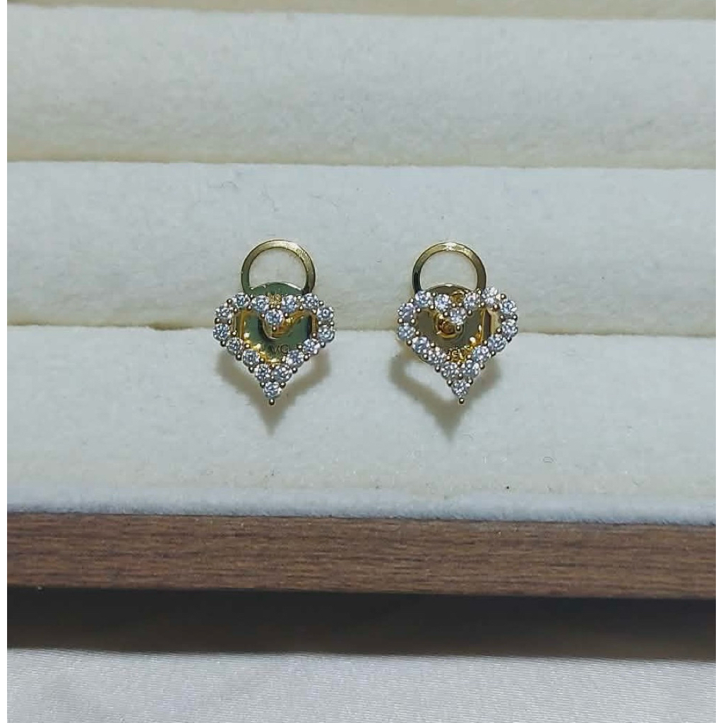 Open Heart Diamond Stud Earrings | 1cm | 18K Gold Vermeil product photo 4