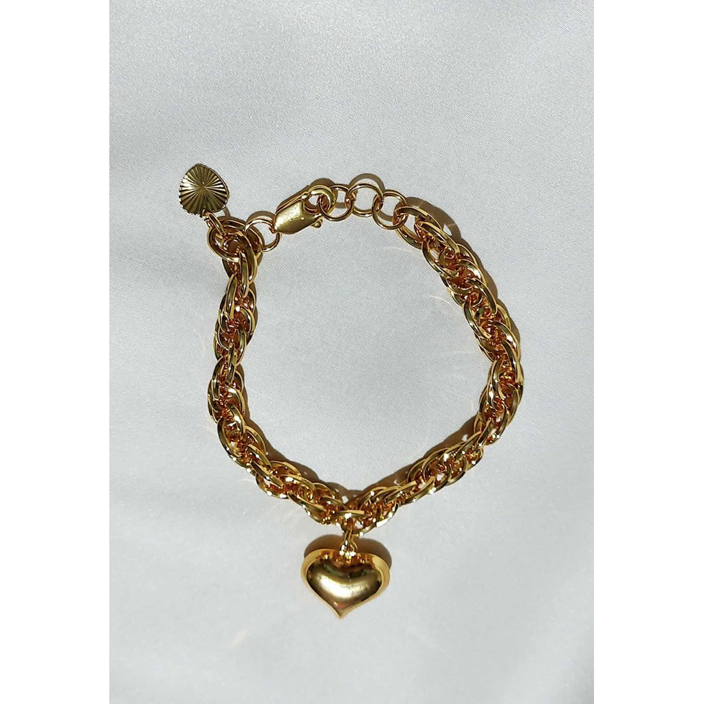 Chunky Tauco Chain Bracelet with Heart Charm | 7–7.5 Inches | Yellow Gold Setting product photo 1