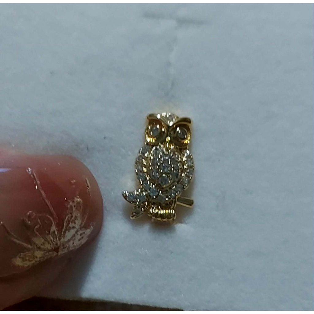 Owl Clip style Earrings Gold Tone Pave Diamond Accent |Owl Earrings,Handcrafted product photo 5