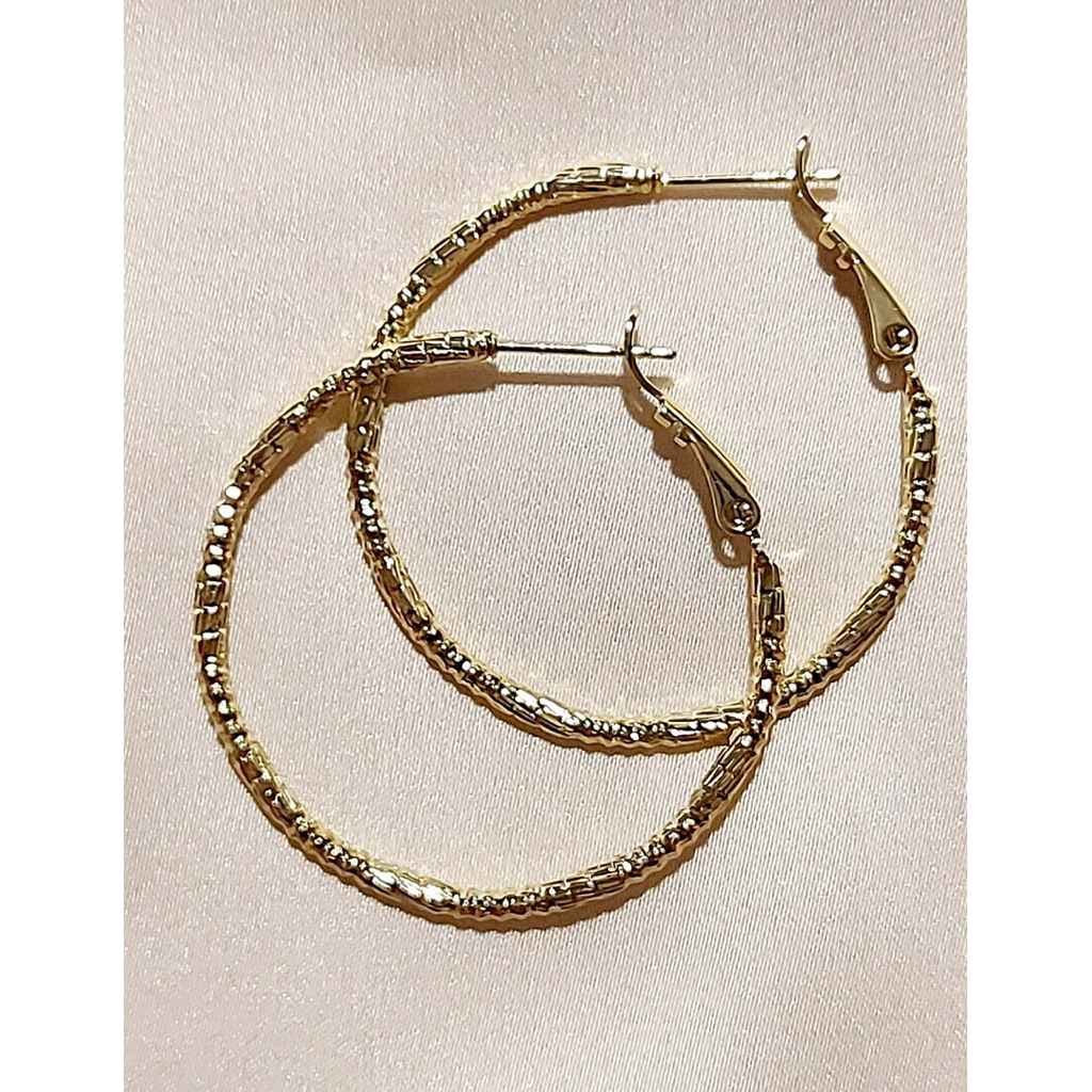 Vintage Art Deco Huge Hoop Earrings | Yellow Gold Setting product photo 5