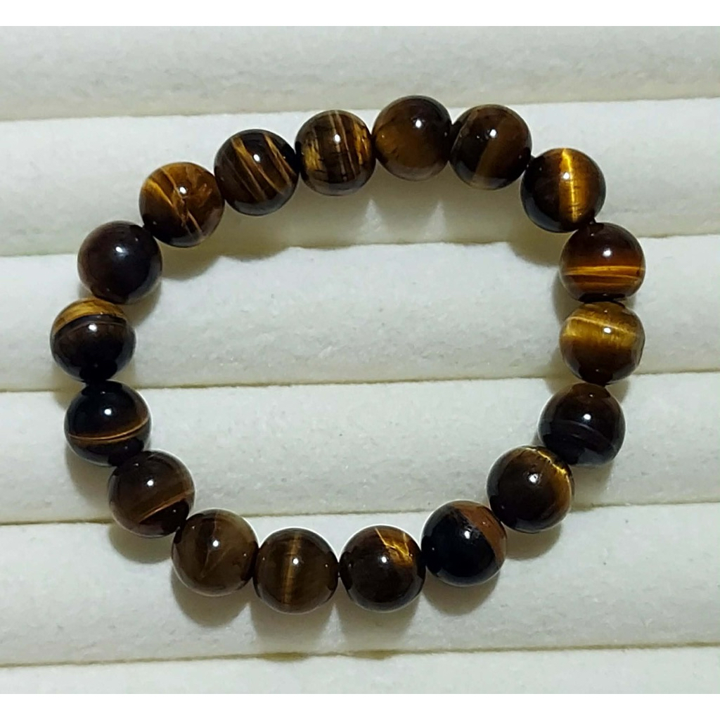 Natural Tiger Eye Gemstone Bracelet | 10mm Beads product photo 1