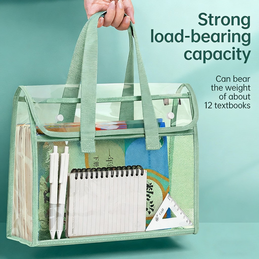 PVC Transparent Waterproof Large Capacity Extra Thick File Bag Multifunctional Document Organizer — view 4